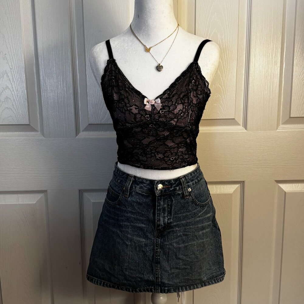 Pink & Black Lace Top